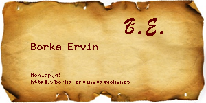 Borka Ervin névjegykártya