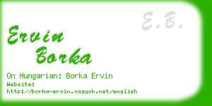 ervin borka business card